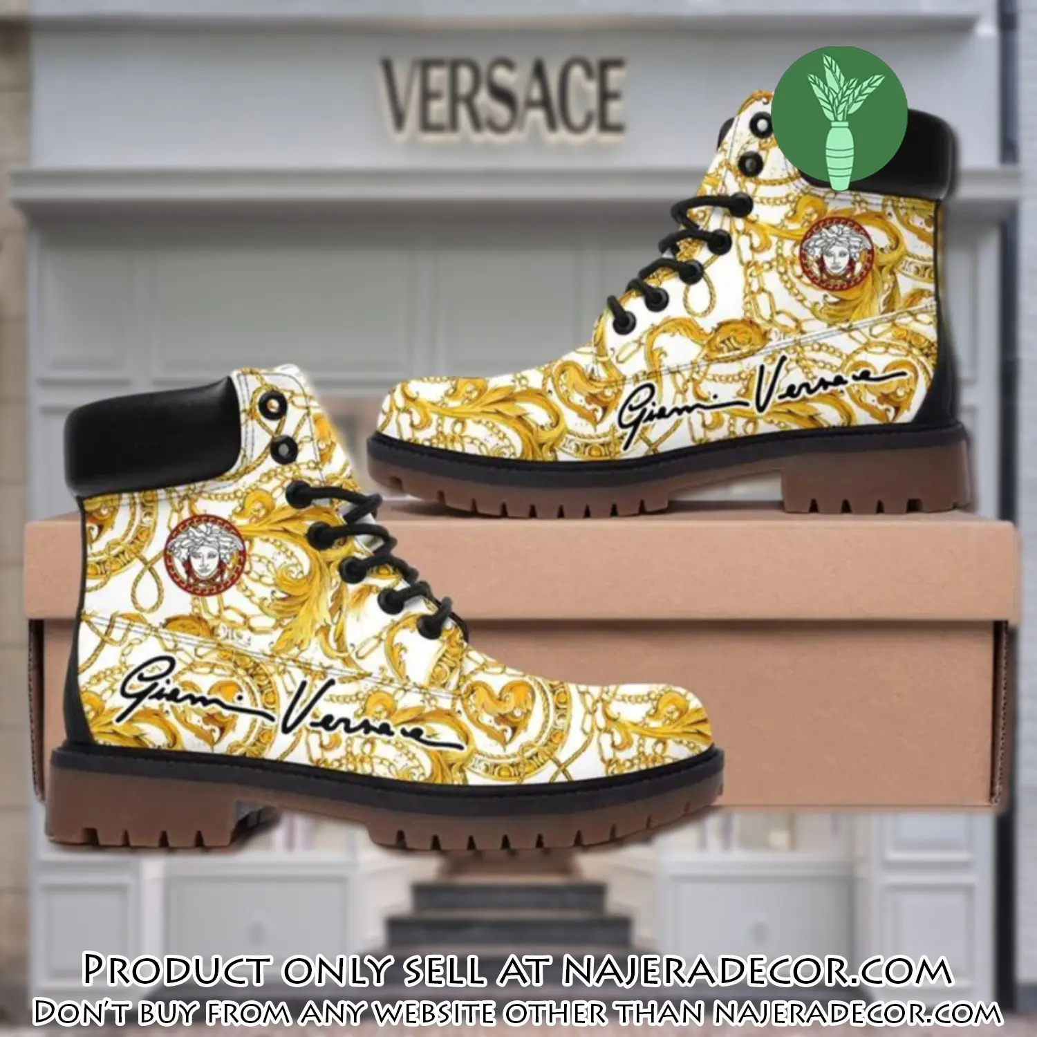 Gianni versace medusa gold pattern white luxury brand boots premium gifts for men women njr2056584